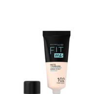 Maybelline Fit Me Matte  Poreless Medium Coverage Matte Blendable Normal To Oily Skin Foundation 102 Fair Ivory